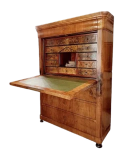 Secretaire Biedermeier XIX secolo in legno marrone